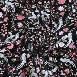 Buy Black Colour Georgette Multi Thread Embroidery Fabrics Online in Delhi