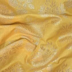 Buy Mellow Yellow Colour Silk Zari Jaal Banarasi Brocade Fabrics 44
