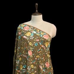 Buy Greyish Brown Colour Georgette Multi Thread Embroidery Dupatta Online in Delhi