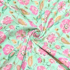 Buy Aquamarine Colour Silk Chanderi Floral Digital Print Fabrics Online in Delhi