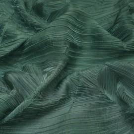 Buy Dark Green Colour Satin Organza Abstract Pleated Fabrics 58