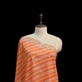 Buy Persian Orange Colour Organza Digital Print Zari With Sequins Embroidery Dupatta Online in Delhi