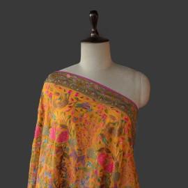 Buy Mustard Colour Georgette Multi Thread Embroidery Dupatta Online in Delhi
