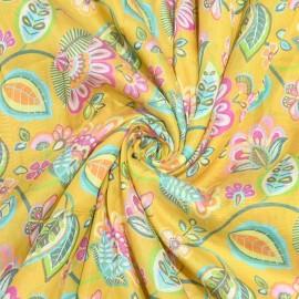 Buy Mustard Colour  Silk Chanderi Floral Digital Print Fabrics Online in Delhi