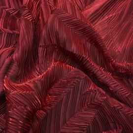 Buy Maroon Colour Satin Organza Abstract Pleated Fabrics 58