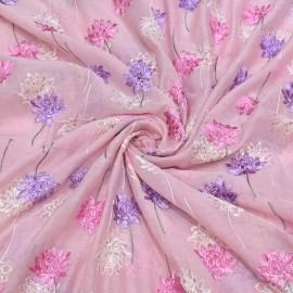 Buy Blossom Colour Chanderi Thread With Sequins Embroidery Fabrics Online in Delhi