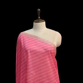 Buy Rose Pink Colour Organza Digital Print Zari With Sequins Embroidery Dupatta Online in Delhi