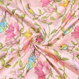 Buy Pastel Pink Colour Silk Chanderi Floral Digital Print Fabrics Online in Delhi