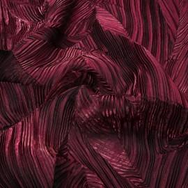 Buy Perylene Maroon Colour Satin Organza Abstract Pleated Fabrics 58