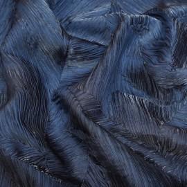 Buy Navy Blue Colour Satin Organza Abstract Pleated Fabrics 58
