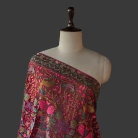 Buy Maroon Colour Georgette Multi Thread Embroidery Dupatta Online in Delhi