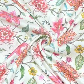 Buy Cream Colour Silk Chanderi Floral Digital Print Fabrics Online in Delhi