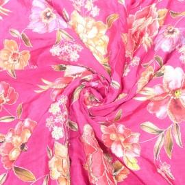 Buy Wild Strawberry Colour Viscose Crepe Digital Print With Zari & Sequins Embroidery Fabrics Online in Delhi