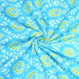 Buy Dark Sky Blue Colour Cotton Print Fabrics Online in Delhi