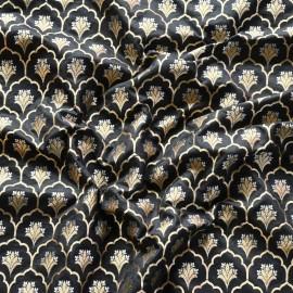 Buy Black Colour Silk Alfi Brocade Fabrics 44