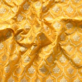 Buy Yellow Colour Silk Alfi Brocade Fabrics 44