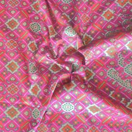Buy Neon Pink Colour Silk Patola Brocade Fabrics 44
