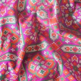 Buy Dark Magenta Colour Silk Patola Brocade Fabrics 44