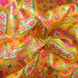 Buy Yellow Colour Silk Patola Brocade Fabrics 44