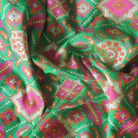 Buy Emerald Green Colour Silk Patola Brocade Fabrics 44