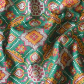 Buy Myrtle Green Colour Silk Patola Brocade Fabrics 44