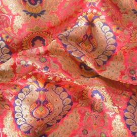 Buy Punch Pink Pure Satin Kimkhab Brocade Banarasi Fabrics 44
