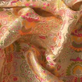Buy Beige Colour Pure Satin Kimkhab Brocade Banarasi Fabrics 44