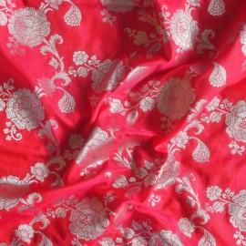 Buy Desire Red Colour Silk Zari Jaal Banarasi Brocade Fabrics 44