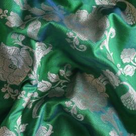 Buy Sea Green Colour Silk Zari Jaal Banarasi Brocade Fabrics 44