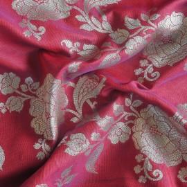 Buy Light Maroon Colour Silk Zari Jaal Banarasi Brocade Fabrics 44