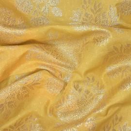 Buy Mellow Yellow Colour Silk Zari Jaal Banarasi Brocade Fabrics 44