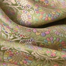 Buy Pista Green Colour Pure Zari Chiniya Brocade Fabrics 44