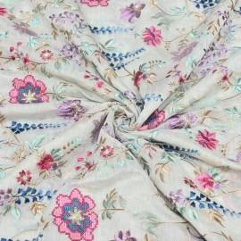 Buy Baige Colour 40gm Silk Chanderi Multi Thread Embroidery Fabrics Online in Delhi