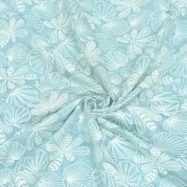 Buy Sky Blue Colour 40gm Silk Chanderi Thread Embroidery Fabrics Online in Delhi