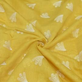 Buy Mellow Yellow Colour 40gm Silk Chanderi Thread Booti Embroidery Fabrics Online in Delhi