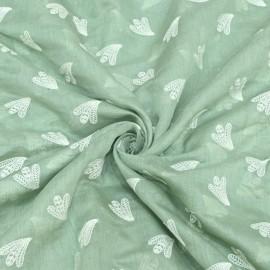 Buy Turquoise Green Colour 40gm Silk Chanderi Thread Booti Embroidery Fabrics Online in Delhi
