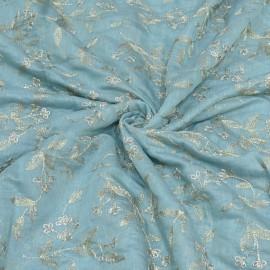 Buy Sky Blue Colour 40gm Silk Chanderi Zari With Sequins Embroidery Fabrics Online in Delhi