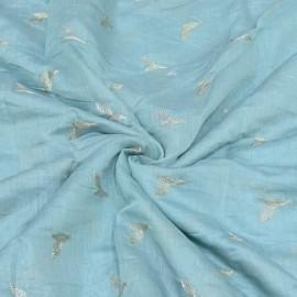 Buy Sky Blue Colour 40gm Silk Chanderi Zari Embroidery Fabrics Online in Delhi