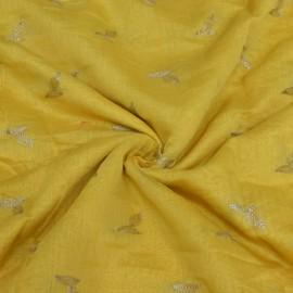 Buy Yellow Colour 40gm Silk Chanderi Zari Embroidery Fabrics Online in Delhi