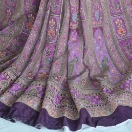 Buy Dark Purple Colour Viscose Crepe Digital Print With Zari & Sequins Embroidery Fabrics Online in Delhi