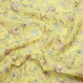 Buy Yellow Colour Kota Multi Thread With Sequins Embroidery Fabrics Online in Delhi