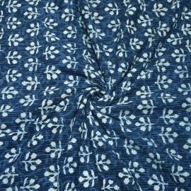 Buy Natural Indigo Cotton Dhagai & Geometric Block Print Fabrics Rjs249 Online in Delhi