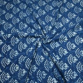 Buy Indigo Colour Geometric Dabu Hand Block Print Cotton Fabrics  Online in Delhi