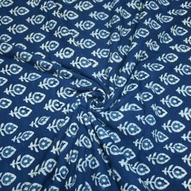 Buy Indigo Colour Leaves Dabu Hand Block Print Cotton Fabrics Online in Delhi