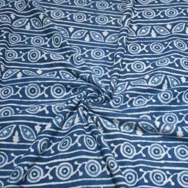 Buy Indigo Colour Geometric Design Dabu Hand Block Print Cotton Fabrics  Online in Delhi