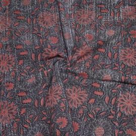 Buy Rose Vale Colour Flower Ajrakh Hand Block Print Cotton Fabrics Online in Delhi