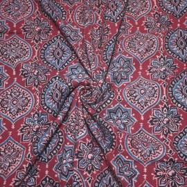 Buy Rose Vale Colour Geometric Ajrakh Hand Block Print Cotton Fabrics Online in Delhi