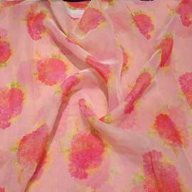 Buy Pink Colour Organza Digital Print Fabrics Online in Delhi
