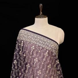 Buy Purple Taupe Colour Organza Zari With Sequins Embroidery Dupatta Online in Delhi