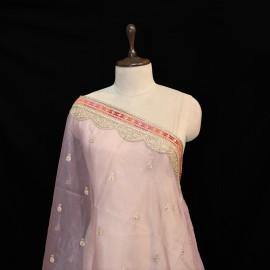 Buy London Hue Colour Organza Zari Embroidery Beautiful Lace Dupatta Online in Delhi
